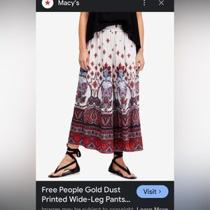 Free People Boho Gold Dust Printed Wide-Leg Pants LIKE NEW SP
